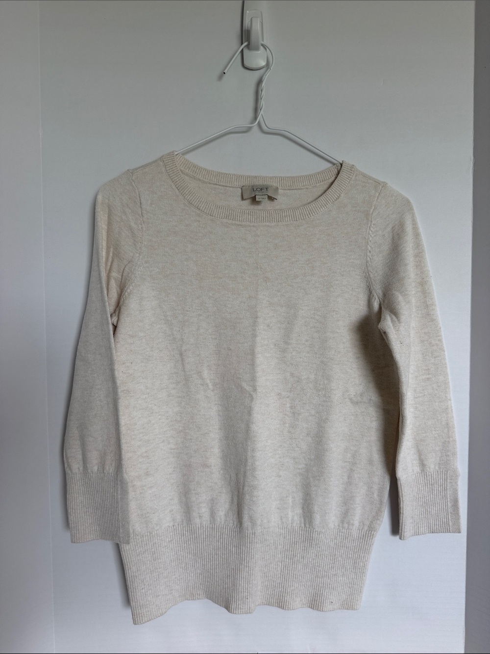 LOFT Cream Scoop Neck Lightweight Women's Sweater XS